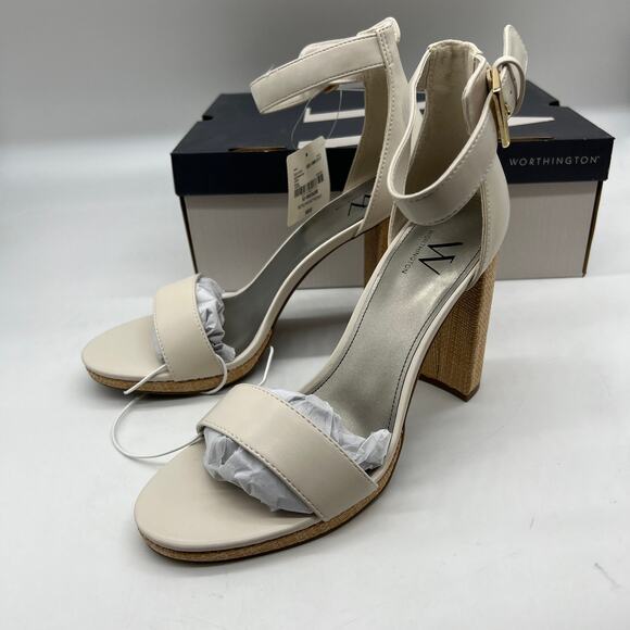 Worthington Womens Lynch Heeled Sandals Ivory Size 10M - Picture 6 of 10